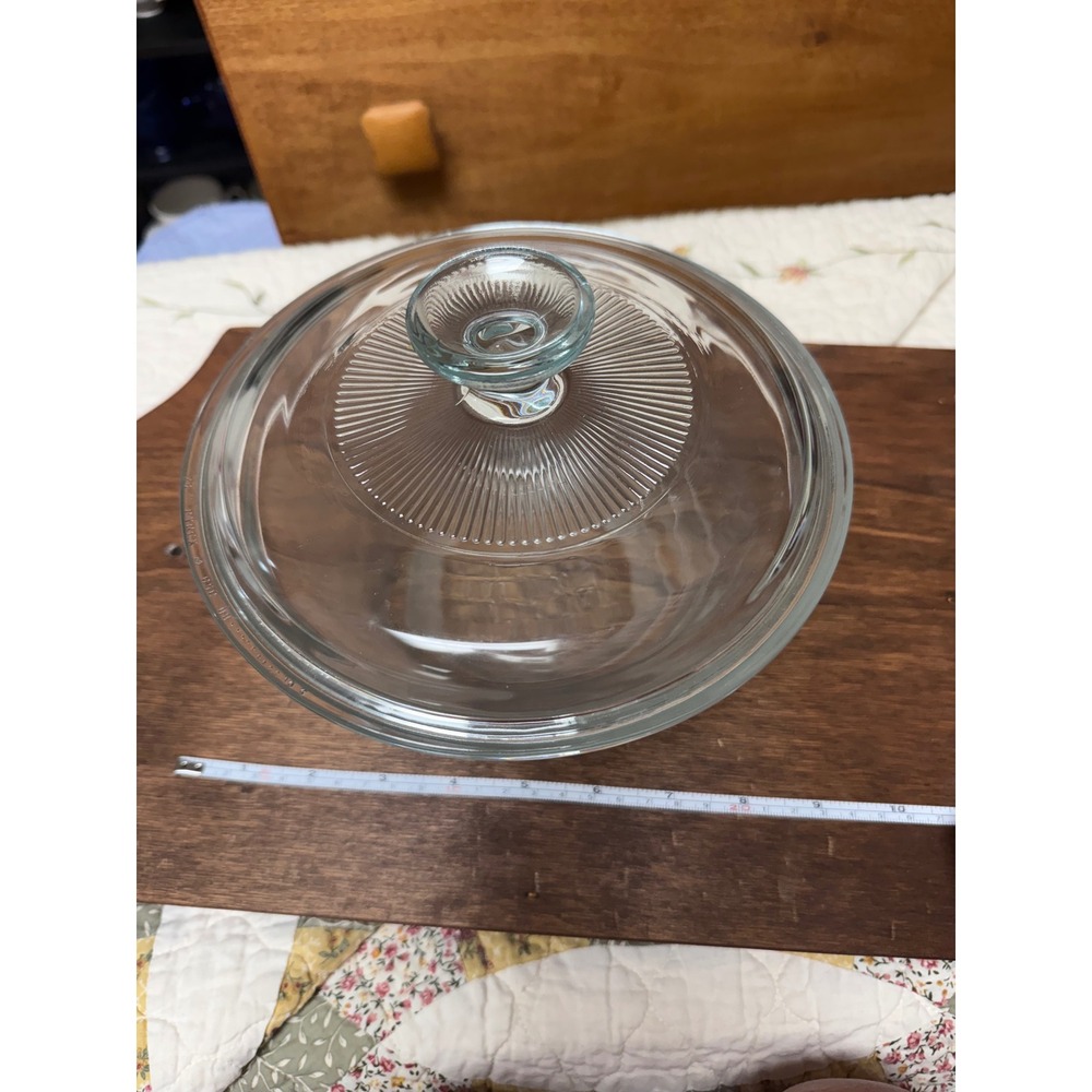 Anchor Hocking Glass Mixing Bowl with Lid 1.5 Qt Ovenware Clear Ribbed Vintage - Picture 2 of 5